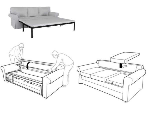 Używana sofa  Ektorp 3s. z funkcją spania, podnóżek i stolik