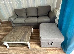 Używana sofa  Ektorp 3s. z funkcją spania, podnóżek i stolik