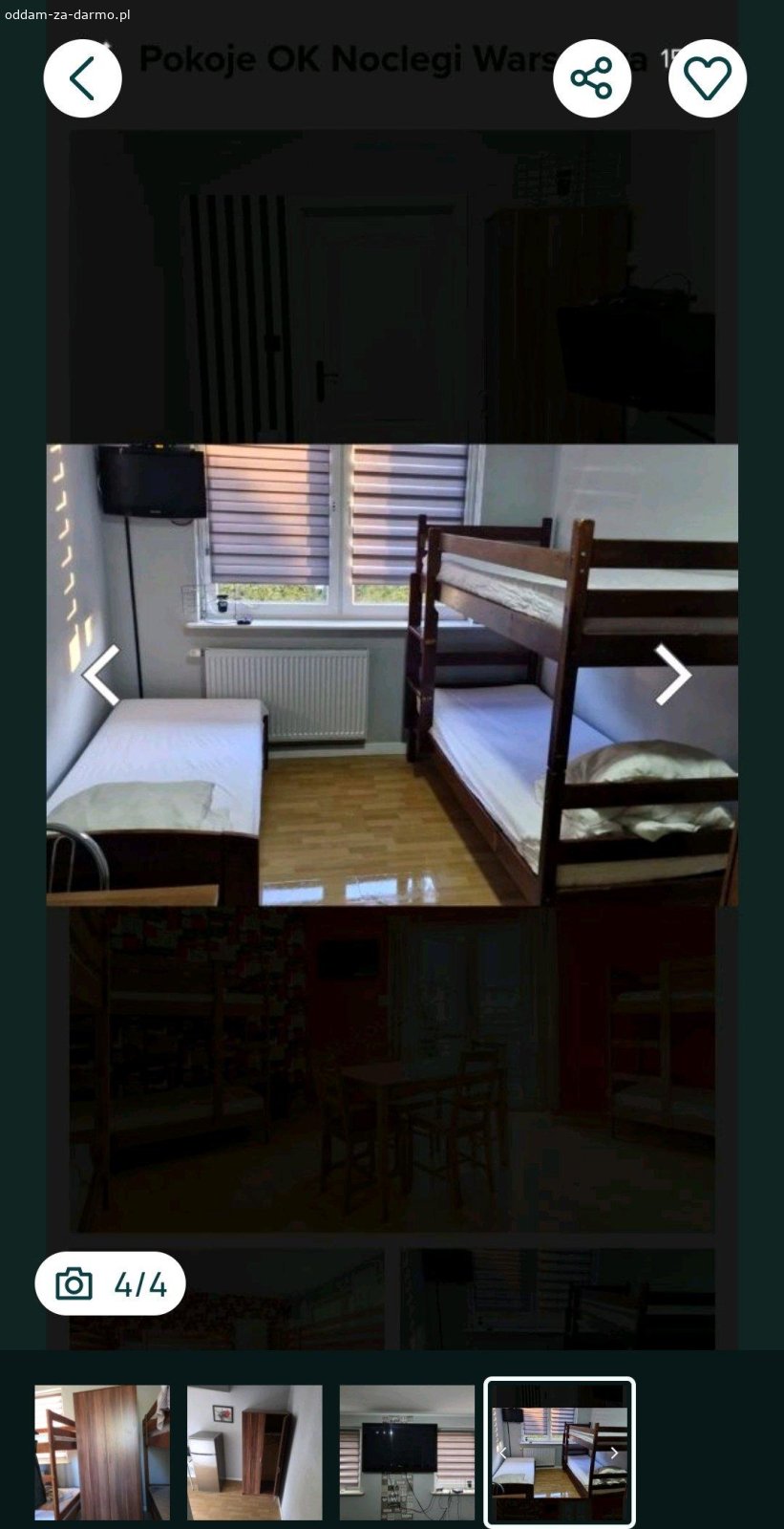 ? WYPOSAŻENIE HOSTELU ZA DARMO. ? WYPOSAŻENIE HOSTELU ZA DARMO (40+ łóżek, meble, AGD) - Odbiór do soboty!

Oddam za darmo wyposażenie hostelu. Wszystko do zabrania w całości lub w większych partiach.
Co jest do wzięcia:
?️ Łóżka piętrowe: ok. 40 sztuk.?️ Łóżka pojedyncze: kilka sztuk.
? Wyposażenie wspólne: Stoły, krzesła, szafy.
? Sprzęt: Telewizory, lodówki, mikrofale, czajniki.
? Inne: Wiele innych elementów wyposażenia.⚠️

 WARUNKI:Odbiór osobisty i transport we własnym zakresie.
Koniecznie do soboty [Data, np. 09.05]!
? Lokalizacja: Warszawa Wawer
Kto pierwszy, ten lepszy.Zainteresowany? 
Wyślij SMS: ? 604204343